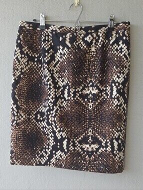 MICHAEL Michael Kors Brown & Black Snake-Print Pencil Skirt Sz 8